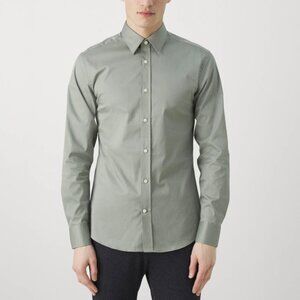 Tiger of Sweden Adley Shirt Button Up Light Khaki Green Size 42 / Large Slim NEW